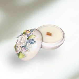 Vintage Tea Cup Candle Floral Magnolia and Peony 100% Natural Scent Coconut Wax